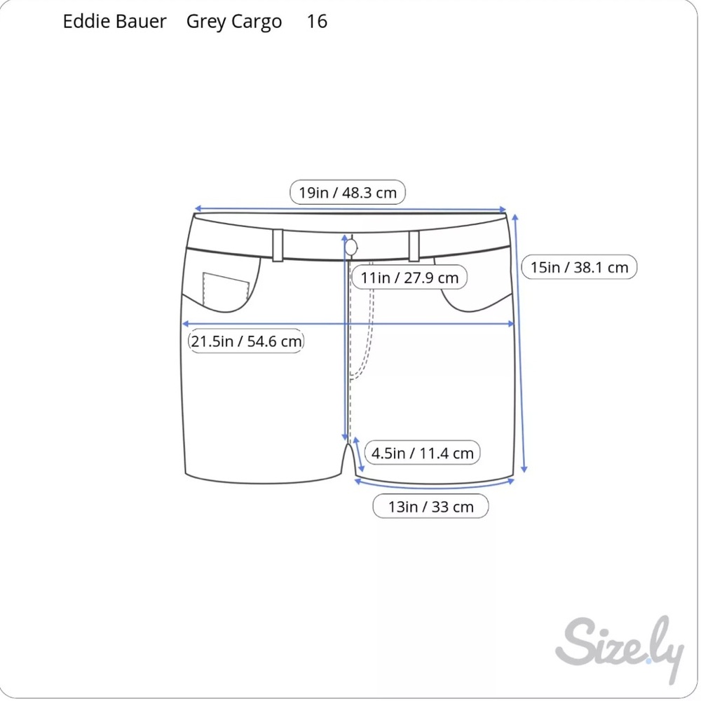Eddie Bauer Grey Cargo Shorts Size 16 Stretch Hiking Gorpcore Outdoors 38x4.5 - Picture 10 of 10